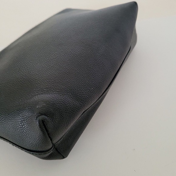 Christian Dior Vintage Leather Black Cosmetic Pouch Bag Zip Around Small Logo - Picture 10 of 12